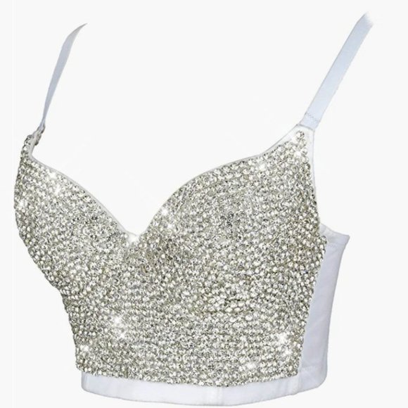 NEW Sparkling Bling Swarovski Crystal Rhinestone Bustier Bra Top + FREE … - Picture 3 of 17
